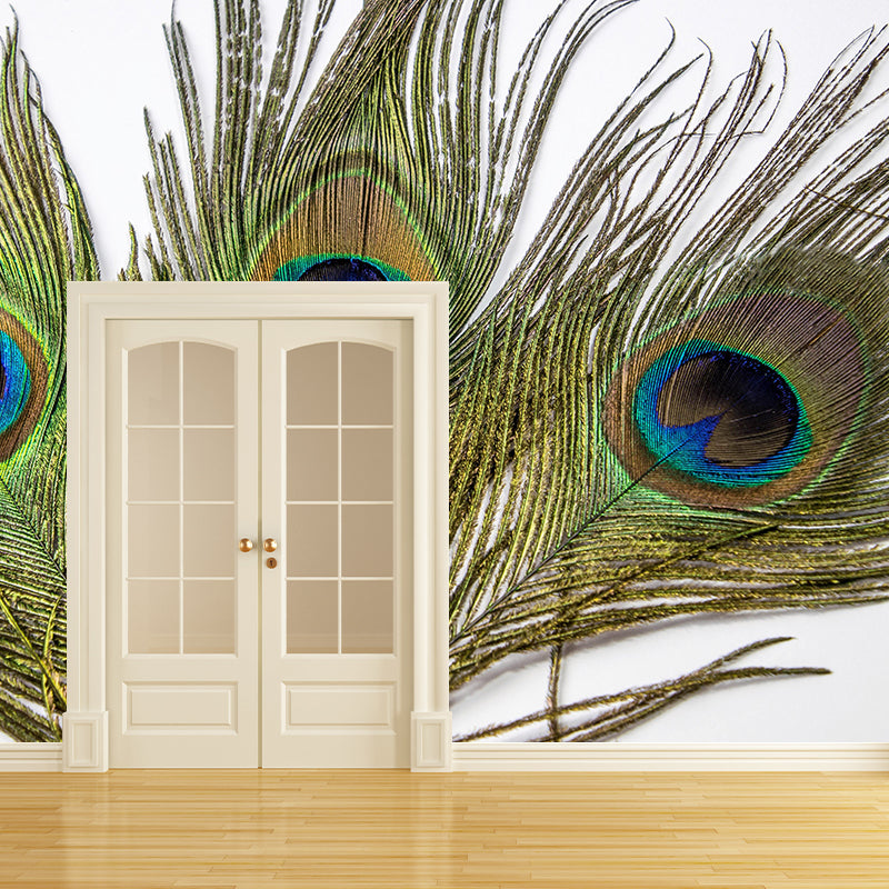 Peacock Feather Wall Mural Home Decor Mildew Resistant for Sitting Room