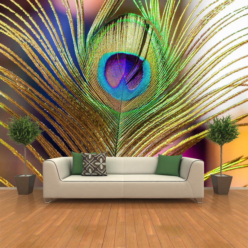 Peacock Feather Wall Mural Wallpaper Stain Resistant Wall Decor for Room