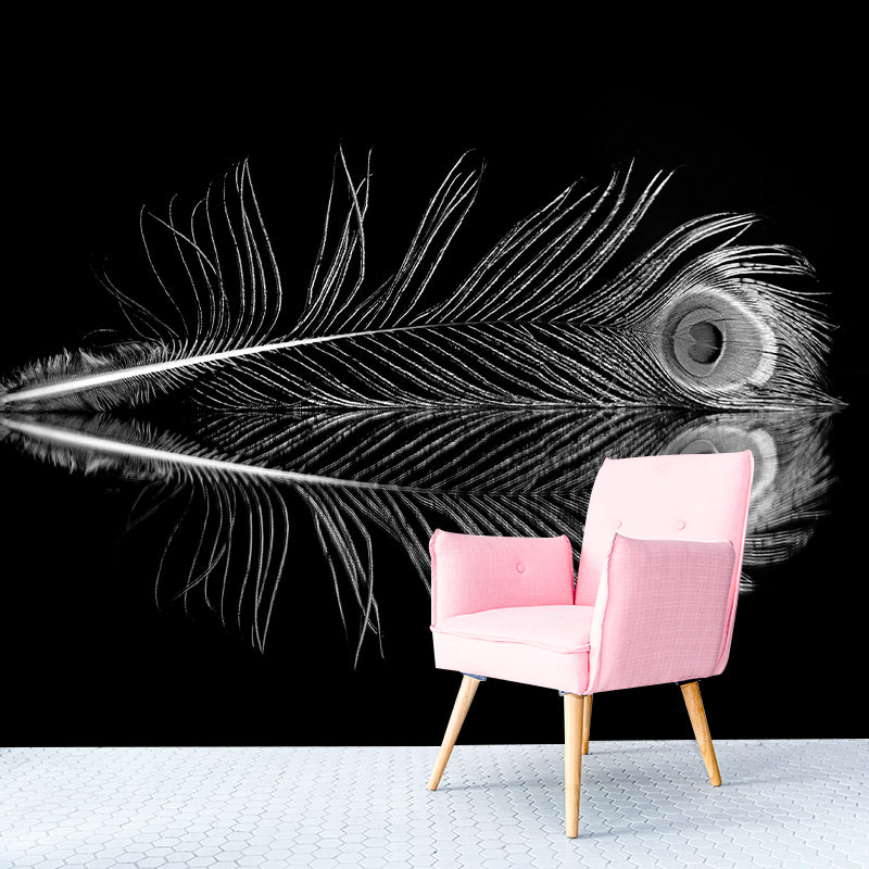 Peacock Feather Wall Mural Contemporary Home Decor Mildew Resistant for Room