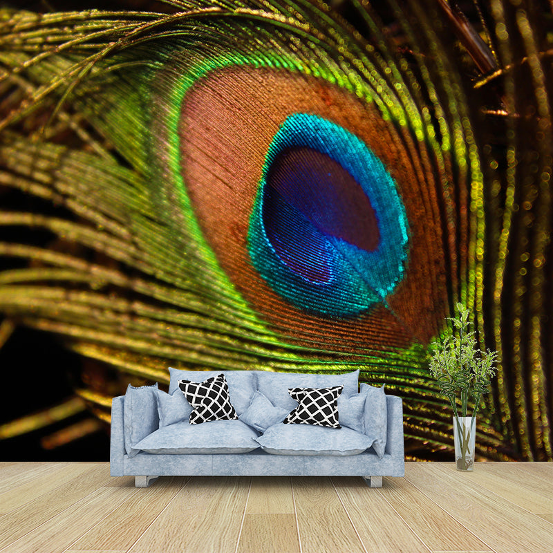 Peacock Feather Wall Mural Contemporary Home Decor Mildew Resistant for Room