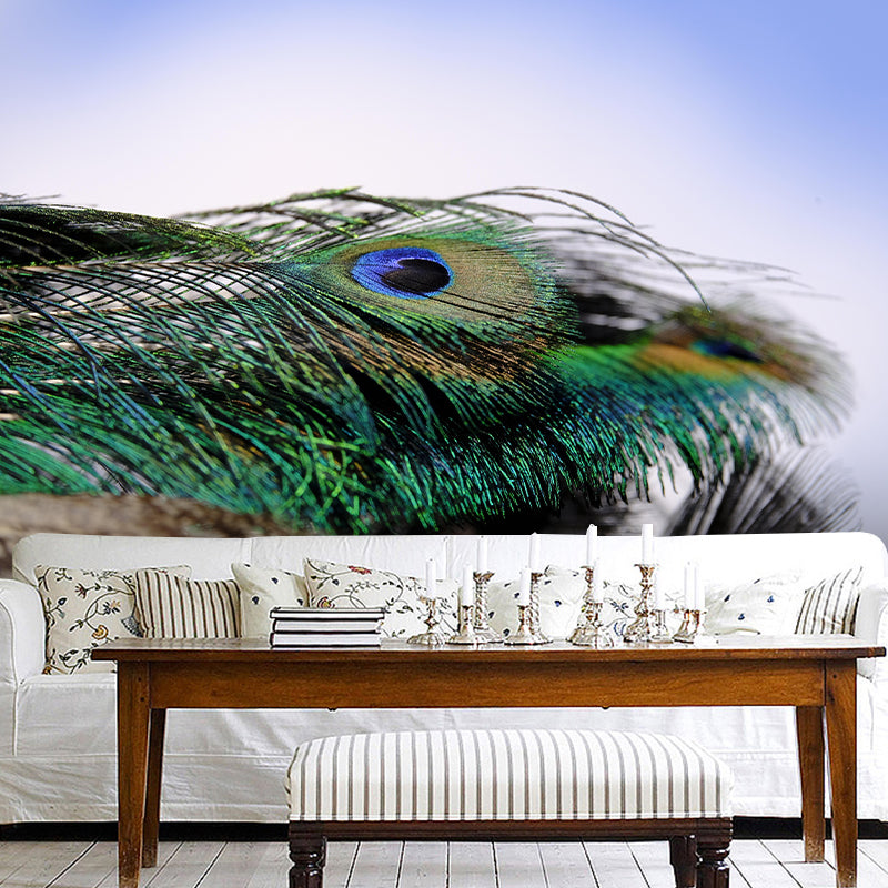 Peacock Feather Wall Mural Wallpaper Stain Resistant Wall Decor for Sleeping Room