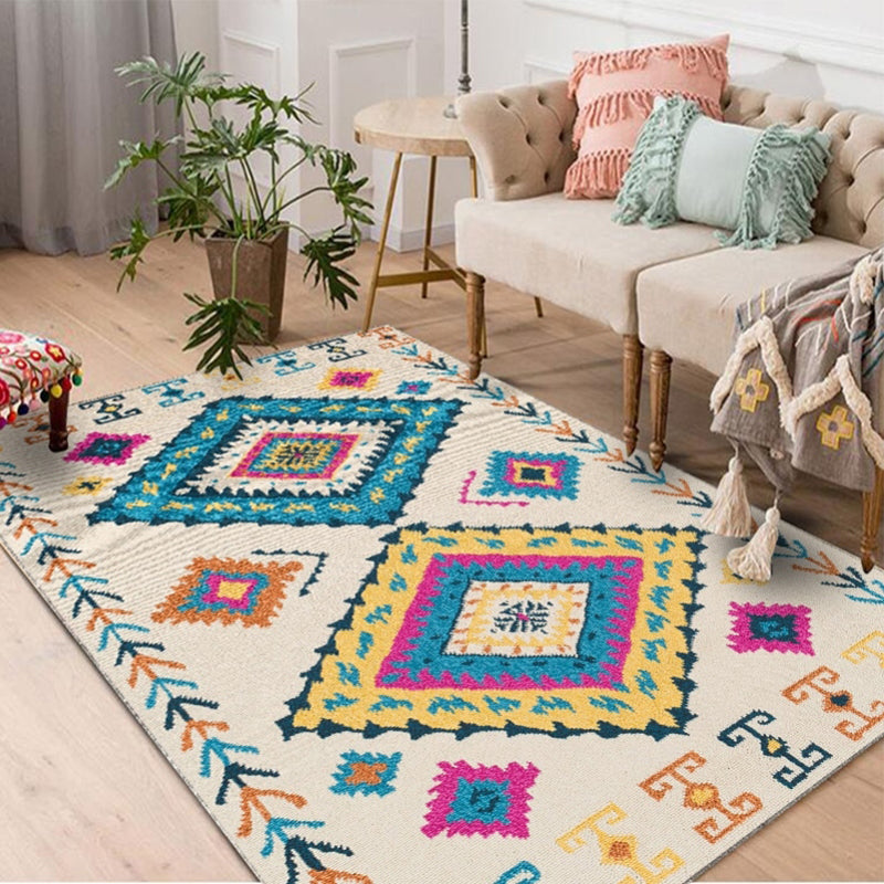 Alfombra de área bohemia vintage alfombra de área de poliéster de patrón americano alfombra antideslizante para decoración del hogar