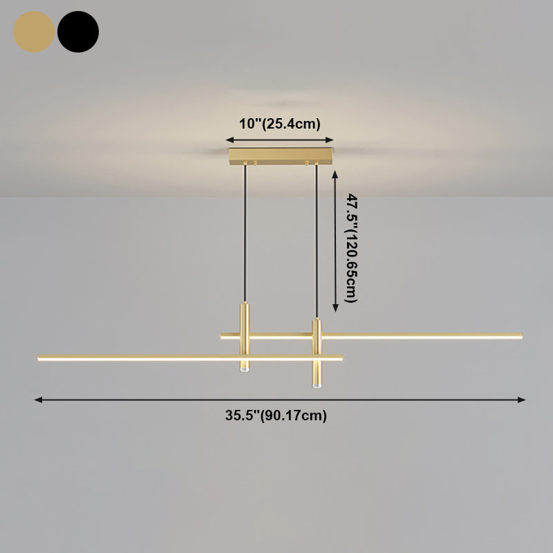 Style linéaire de style moderne Lights Metal 4 Light Island Lighting