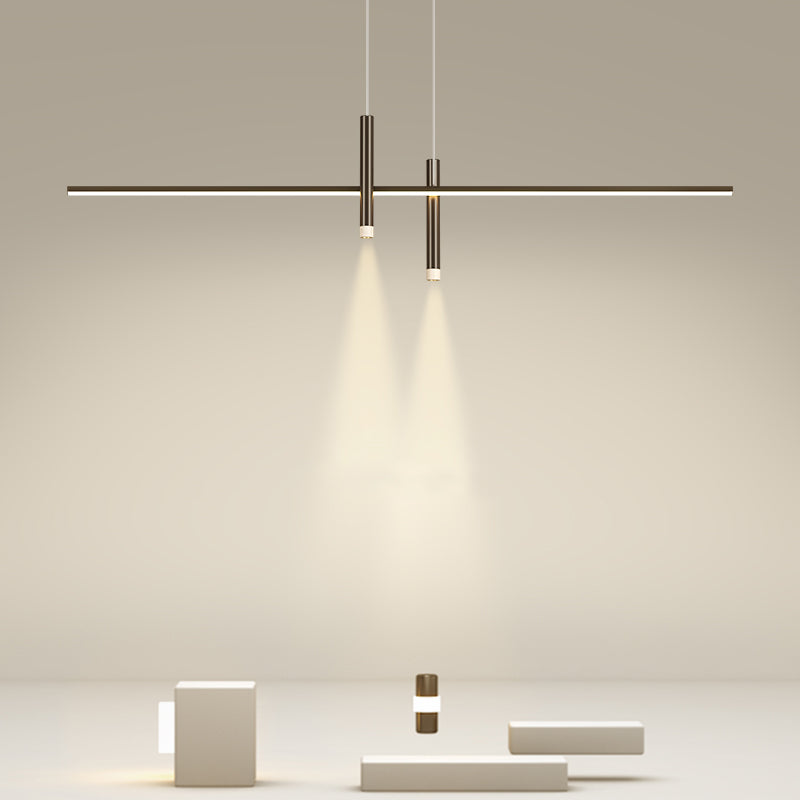 Luci a ciondolo dell'isola lineare contemporanea Metal 3 Lights Freepurs