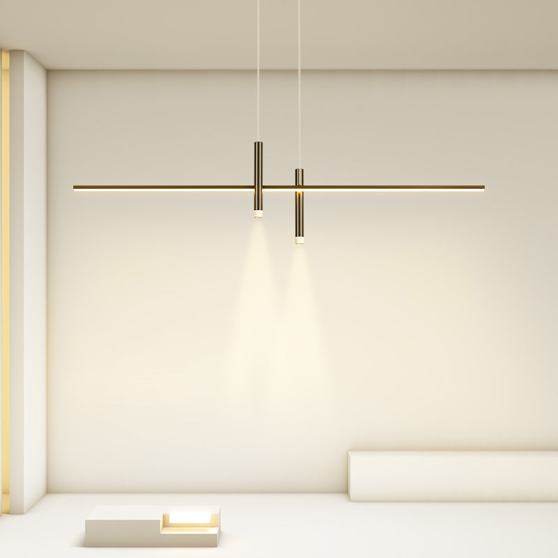 Luci a ciondolo dell'isola lineare contemporanea Metal 3 Lights Freepurs