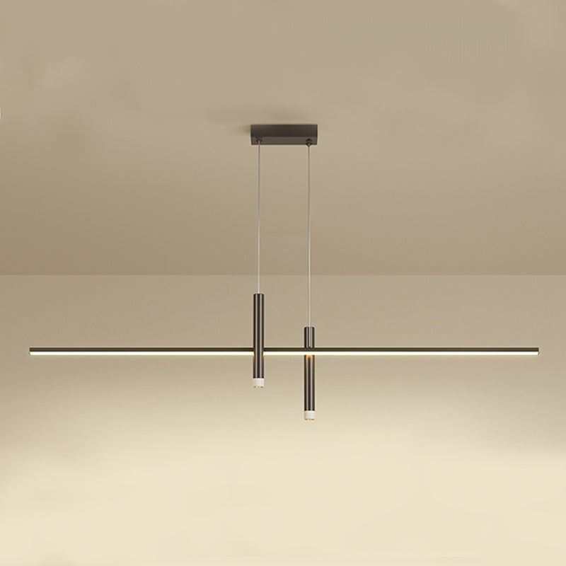 Luci a ciondolo dell'isola lineare contemporanea Metal 3 Lights Freepurs