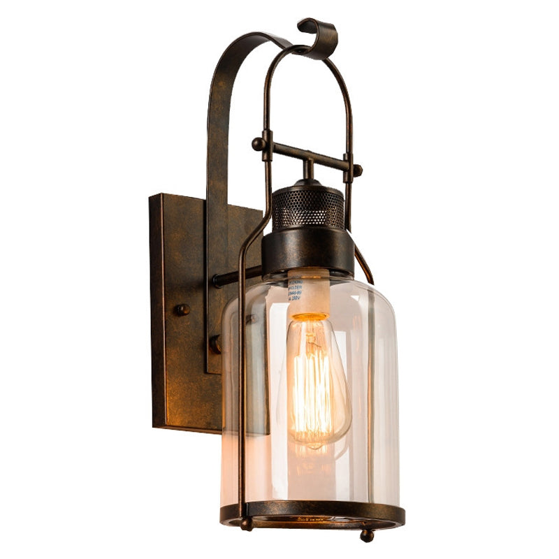 Glass Half Cylinder Shade Wall Lighting Industrial Style 1 Light Wall Mounted Light Fixture