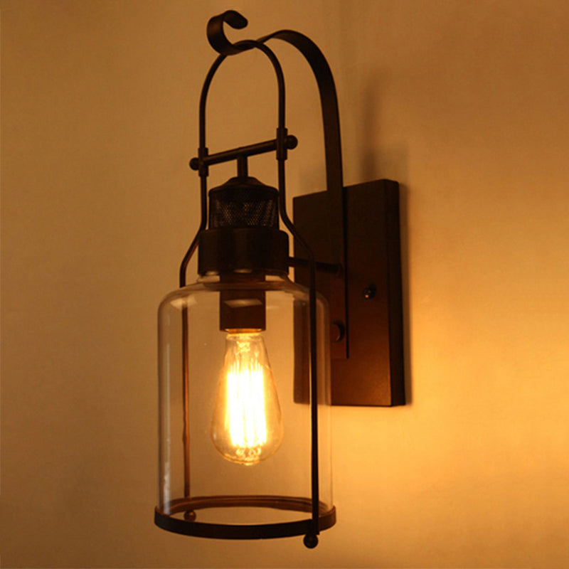 Lampada industriale in vetro a metà cilindro a metà cilindri 1 lampada da parete leggera