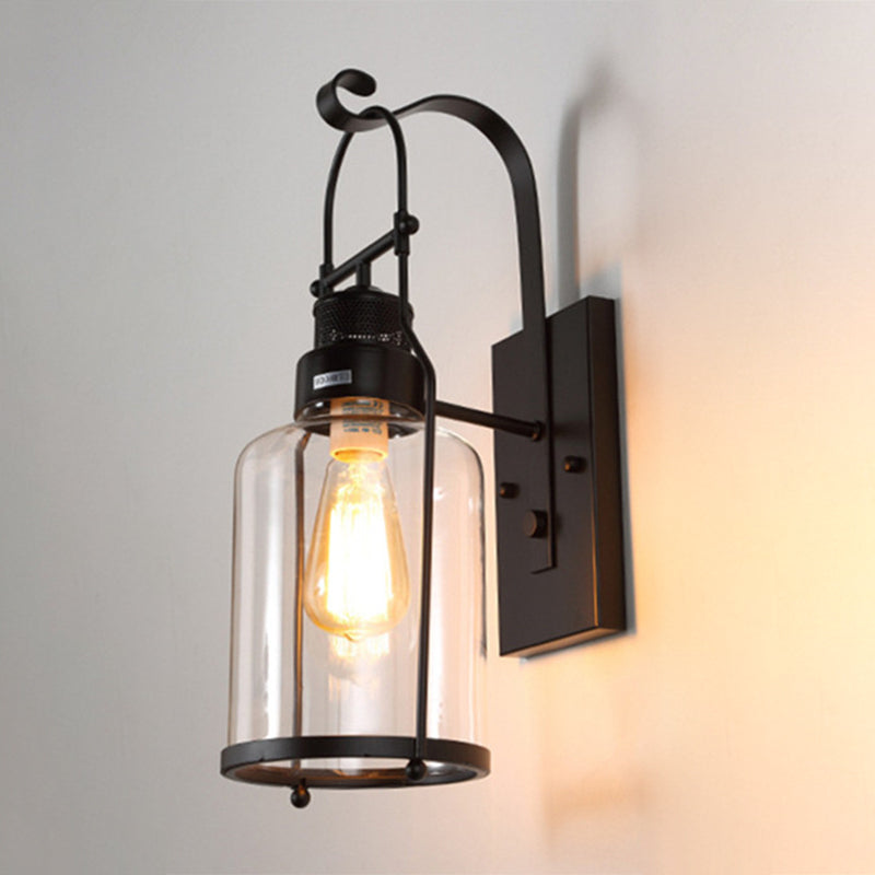 Lampada industriale in vetro a metà cilindro a metà cilindri 1 lampada da parete leggera