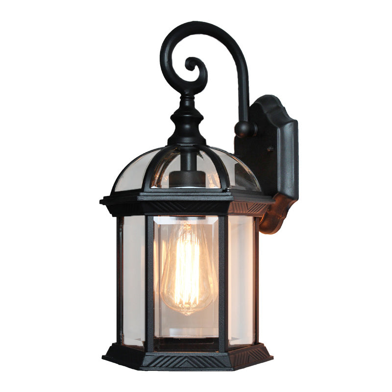 Glass Geometric Shade Wall Lighting Industrial Style Single Light Wall Mount Light Fixture in Black