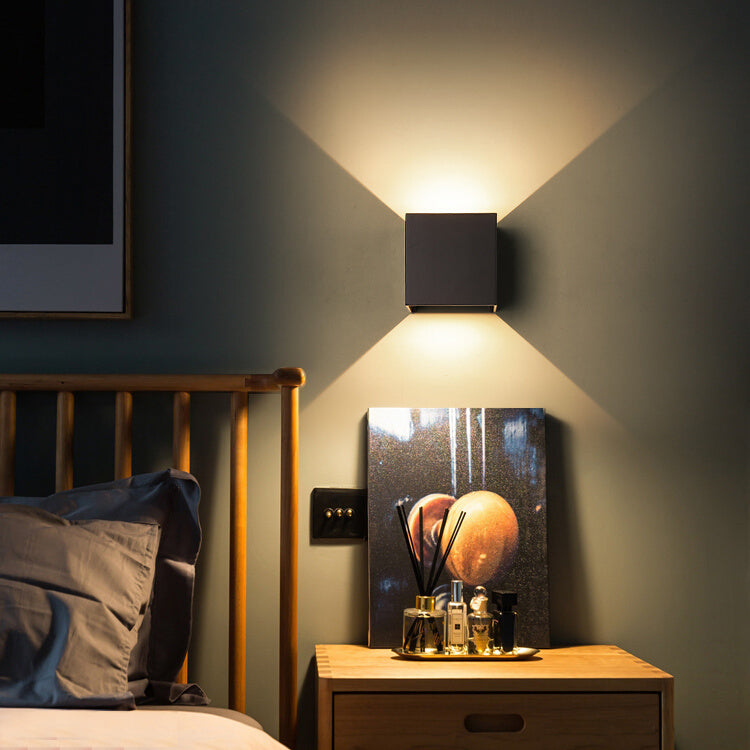 Moderner Stil quadratischer LED -Wandleuchten Beleuchtung Metall 1 Leichte Wandmontagelampe