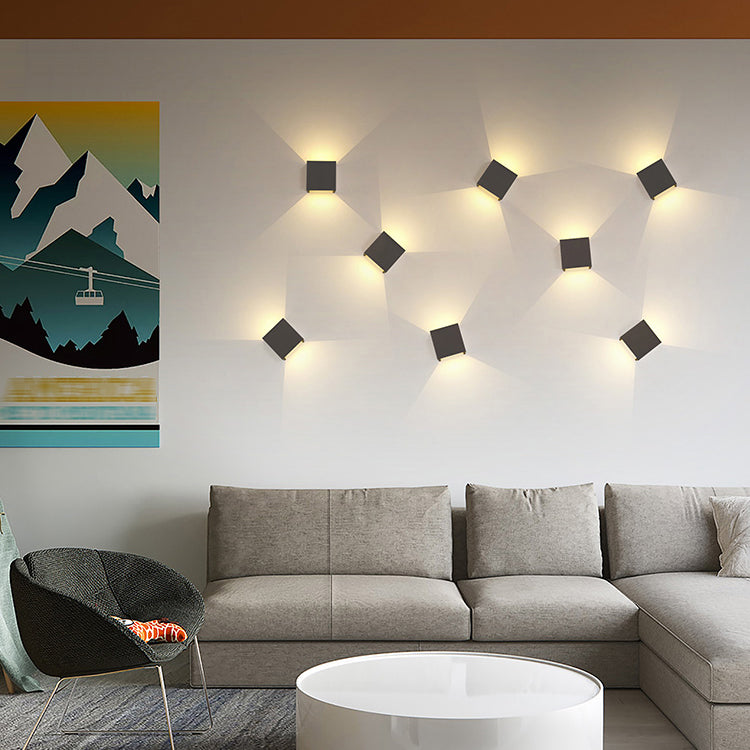 Moderner Stil quadratischer LED -Wandleuchten Beleuchtung Metall 1 Leichte Wandmontagelampe