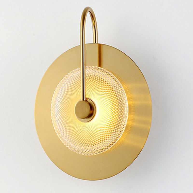 Modern Style Round LED Wall Sconce Lighting Glass 1 Light Wall Mounted Lamp