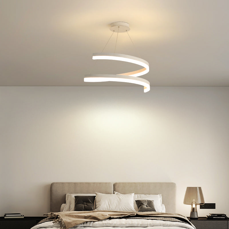 Curvas sin costuras Luz de colgante lámpara de lámpara contemporánea metal 1 luz