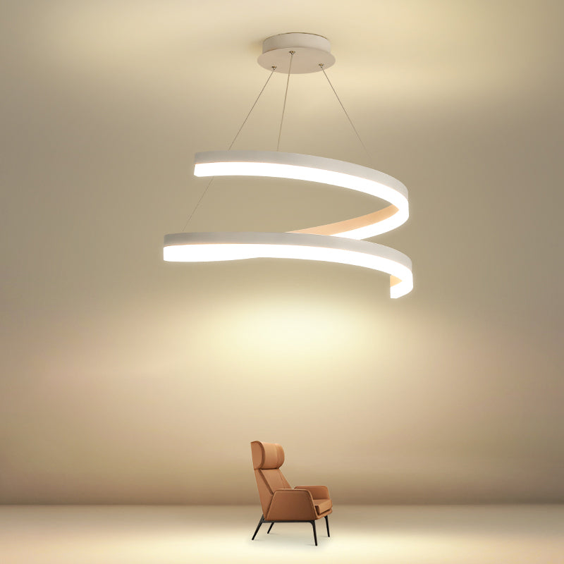 Curvas sin costuras Luz de colgante lámpara de lámpara contemporánea metal 1 luz