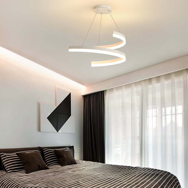 Curvas sin costuras Luz de colgante lámpara de lámpara contemporánea metal 1 luz