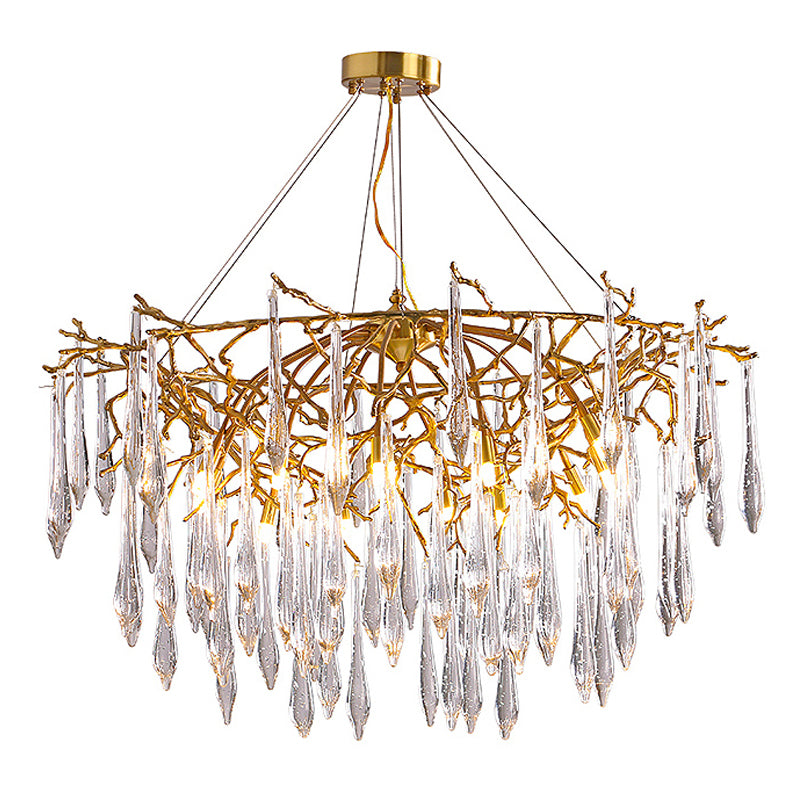 Modern Luxury Teardrop Pendant Light Glass Indoor Chandelier in Gold
