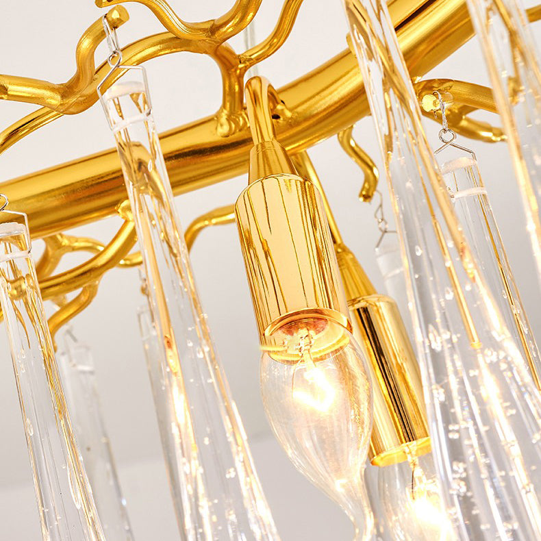 Modern Luxury Teardrop Pendant Light Glass Indoor Chandelier in Gold