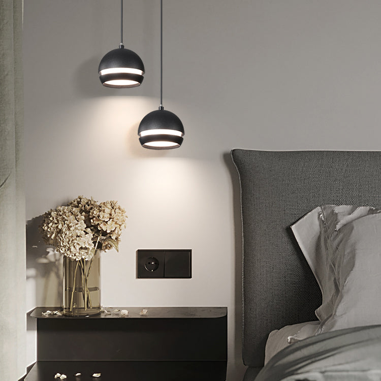 Acrylschwarze LED Hängende Lampe im modernen minimalistischen Stil Frosted Aluminium Globe Anhänger Licht