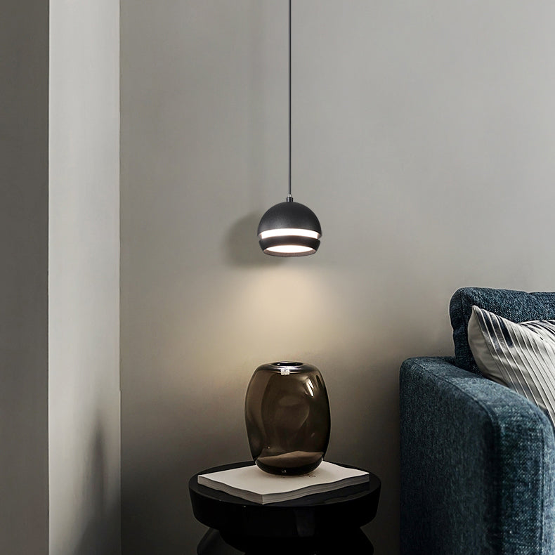 Acrylschwarze LED Hängende Lampe im modernen minimalistischen Stil Frosted Aluminium Globe Anhänger Licht