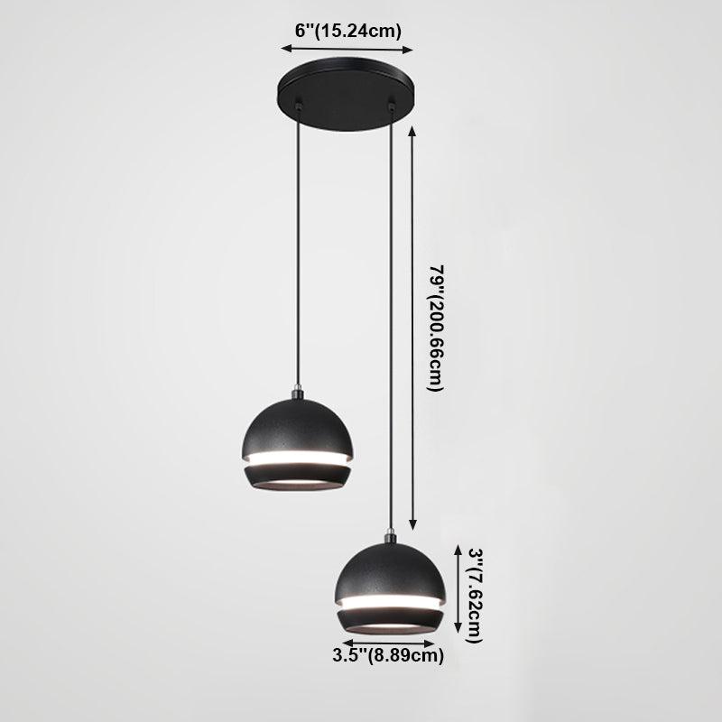 Acrylschwarze LED Hängende Lampe im modernen minimalistischen Stil Frosted Aluminium Globe Anhänger Licht
