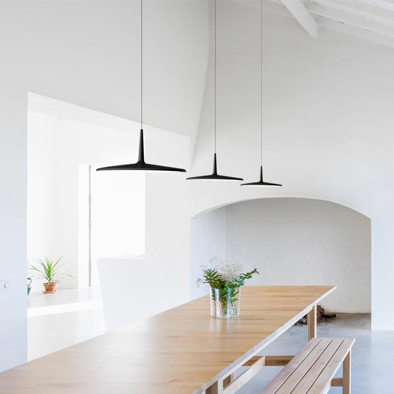 Moderne creatieve LED -hangende lamp gelakte aluminium hanger licht met acrylschaduw