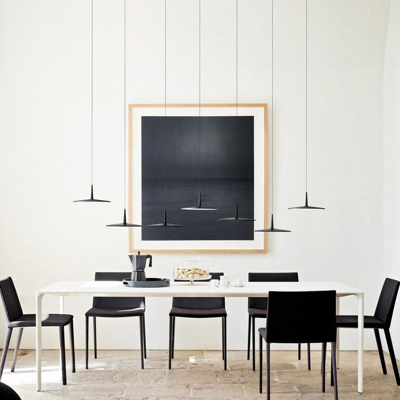 Moderne creatieve LED -hangende lamp gelakte aluminium hanger licht met acrylschaduw