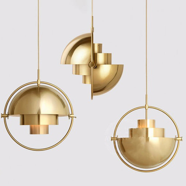 Lampada a sospensione a strati artistici moderni Lampada a sospensione in ferro elettroplate per sala da pranzo