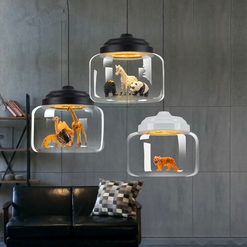 Moderne stijl kan hangend lichtglas 1 lichte hanglamp (inclusief willekeurig speelgoed) schaduwen)
