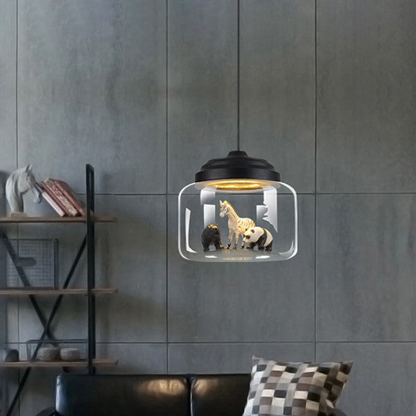 Moderne stijl kan hangend lichtglas 1 lichte hanglamp (inclusief willekeurig speelgoed) schaduwen)