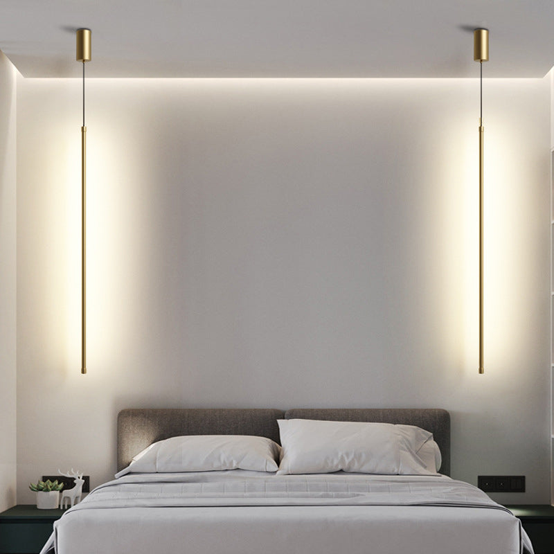 Moderner Stil Linearer Schatten hängend leichter Metall 1-Licht-Hanglampe für Wohnzimmer