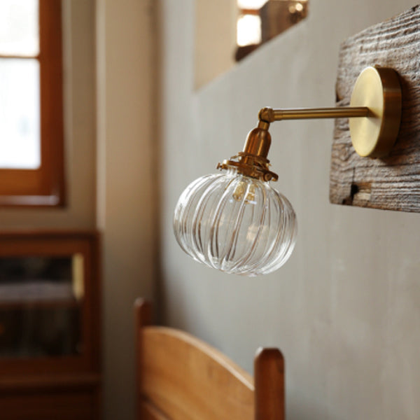 Illuminazione da parete sfera di vetro in stile industriale 1 lampada montata a parete leggera in ottone