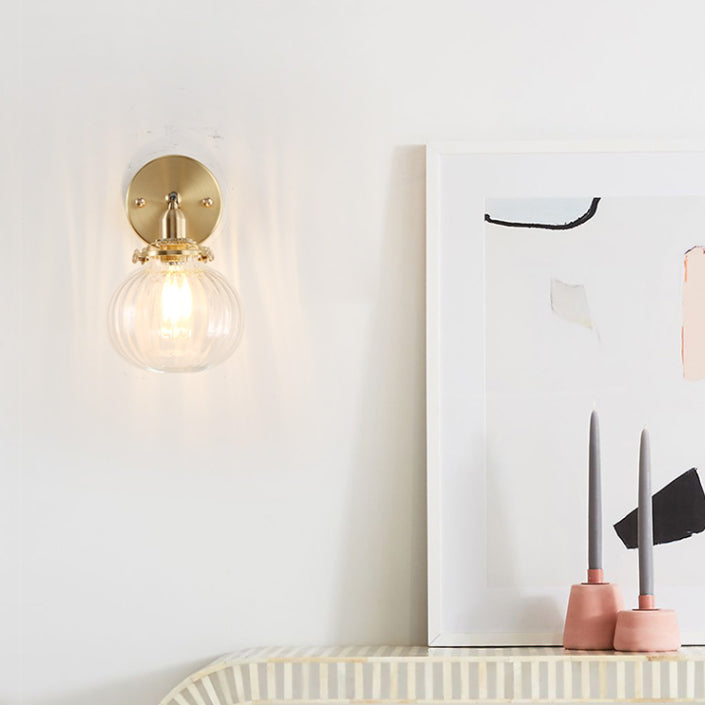 Illuminazione da parete sfera di vetro in stile industriale 1 lampada montata a parete leggera in ottone
