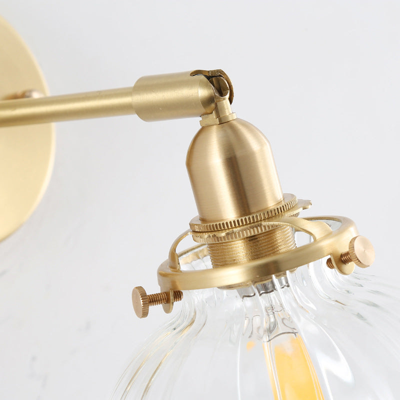 Illuminazione da parete sfera di vetro in stile industriale 1 lampada montata a parete leggera in ottone