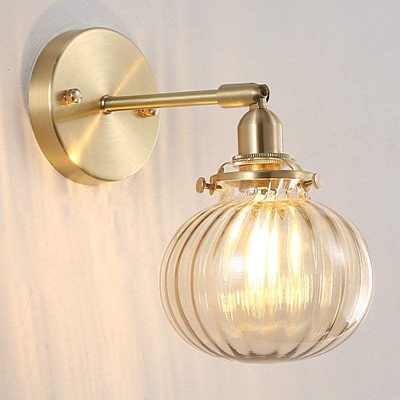 Illuminazione da parete sfera di vetro in stile industriale 1 lampada montata a parete leggera in ottone