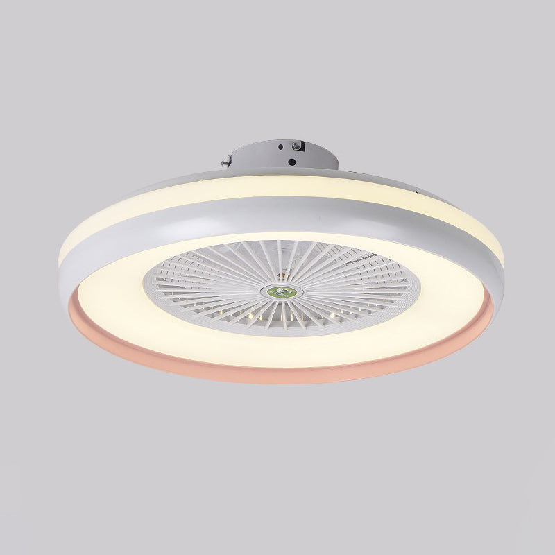 Chambre circulaire semi-flush éclairage enfants acrylique rose / bleu finition 5 lames à la lampe à fans pendentif LED, 23,5 "W
