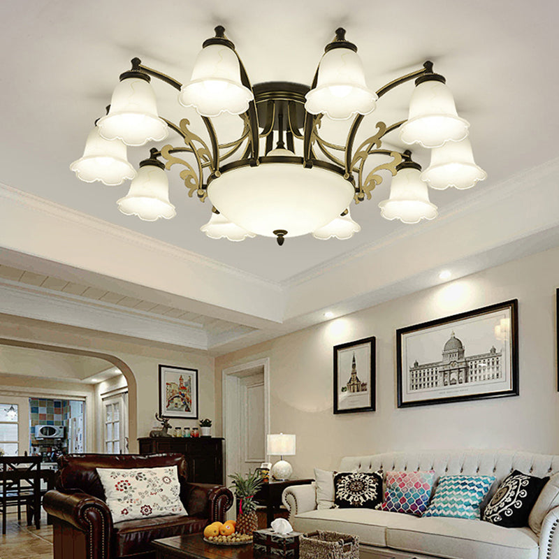 Contemporary Flush Mount Lamp Minimalist Ceiling Light with Glass Shade for Bedroom