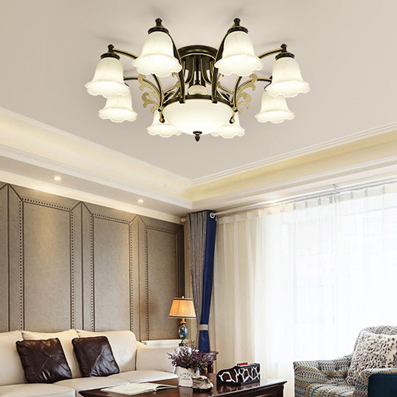 Contemporary Flush Mount Lamp Minimalist Ceiling Light with Glass Shade for Bedroom