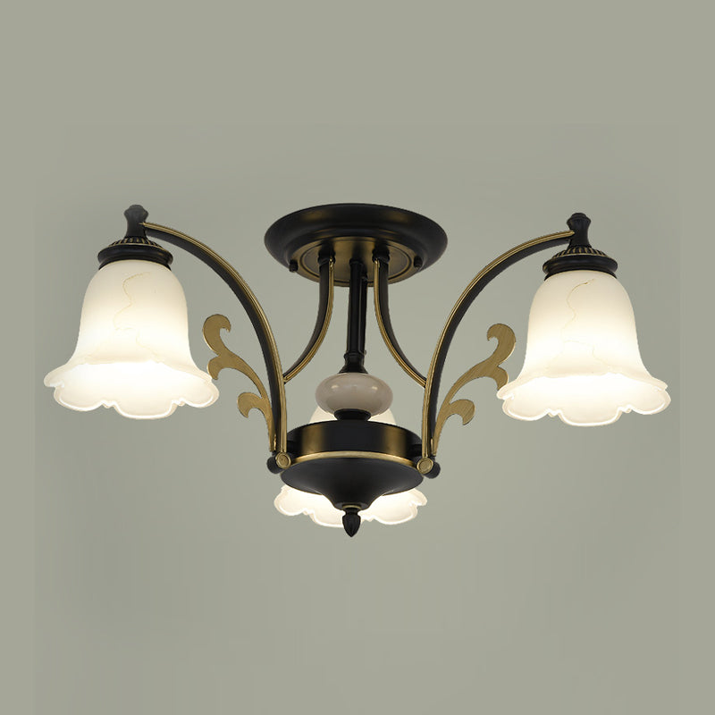 Contemporary Flush Mount Lamp Minimalist Ceiling Light with Glass Shade for Bedroom