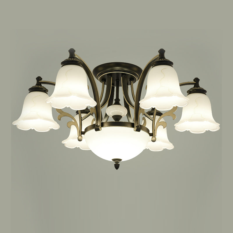 Contemporary Flush Mount Lamp Minimalist Ceiling Light with Glass Shade for Bedroom