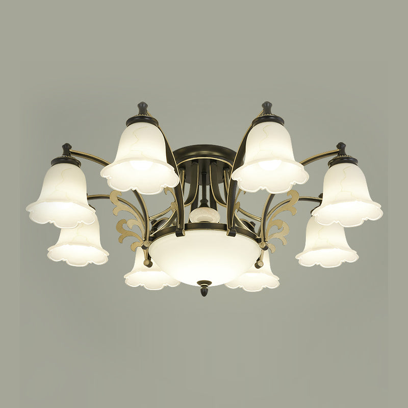 Contemporary Flush Mount Lamp Minimalist Ceiling Light with Glass Shade for Bedroom