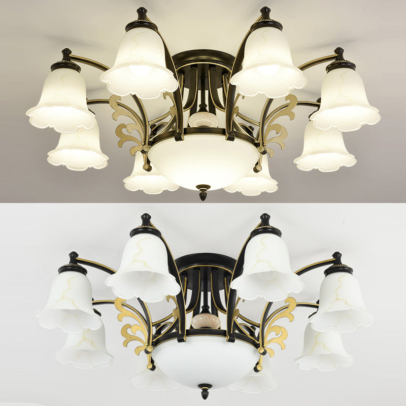 Contemporary Flush Mount Lamp Minimalist Ceiling Light with Glass Shade for Bedroom