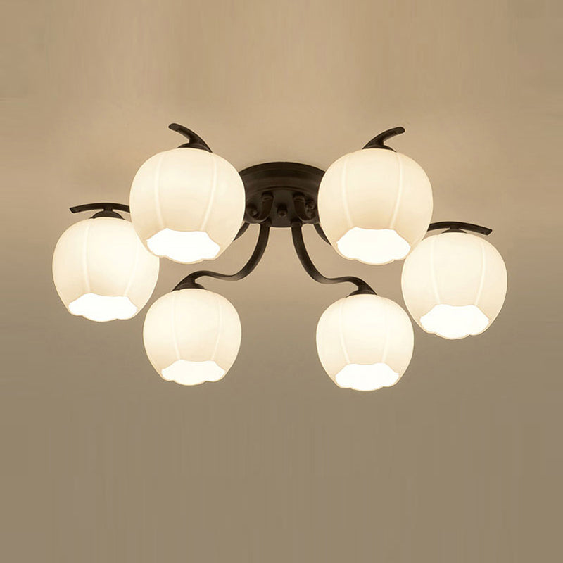 Lampada da soffitto moderna semplice a incasso con paralume di vetro per soggiorno