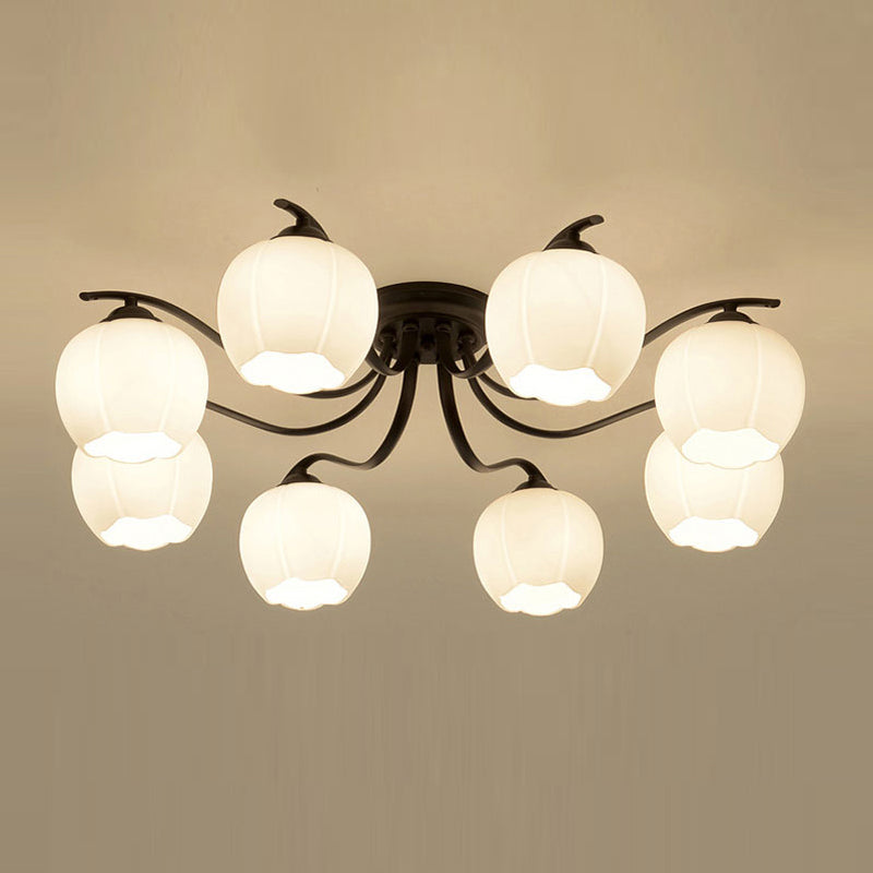 Lampada da soffitto moderna semplice a incasso con paralume di vetro per soggiorno