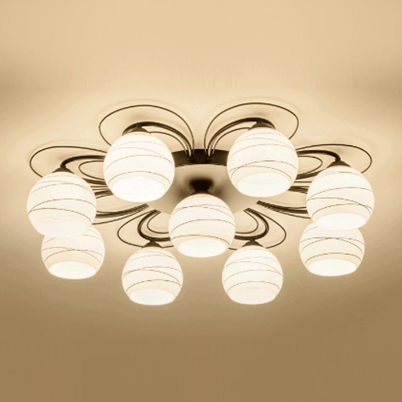 Simple Flush Mount Light Fixture Modern Ceiling Lamp with Glass Shade for Living Room