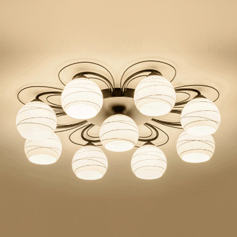 Lampada da soffitto moderna semplice a incasso con paralume di vetro per soggiorno