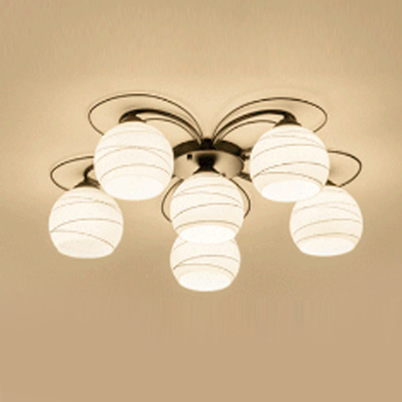 Lampada da soffitto moderna semplice a incasso con paralume di vetro per soggiorno