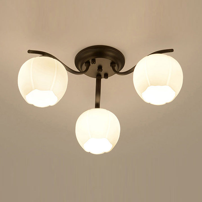 Lampada da soffitto moderna semplice a incasso con paralume di vetro per soggiorno