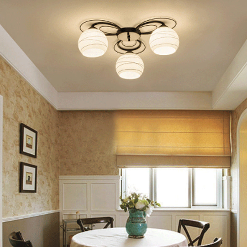 Lampada da soffitto moderna semplice a incasso con paralume di vetro per soggiorno