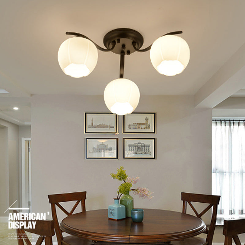 Lampada da soffitto moderna semplice a incasso con paralume di vetro per soggiorno